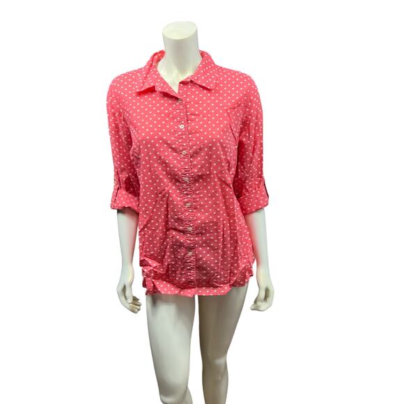 Talbots 1X Pink Polka Dot Button-Down Shirt - Excellent Condition - Picture 10 of 10